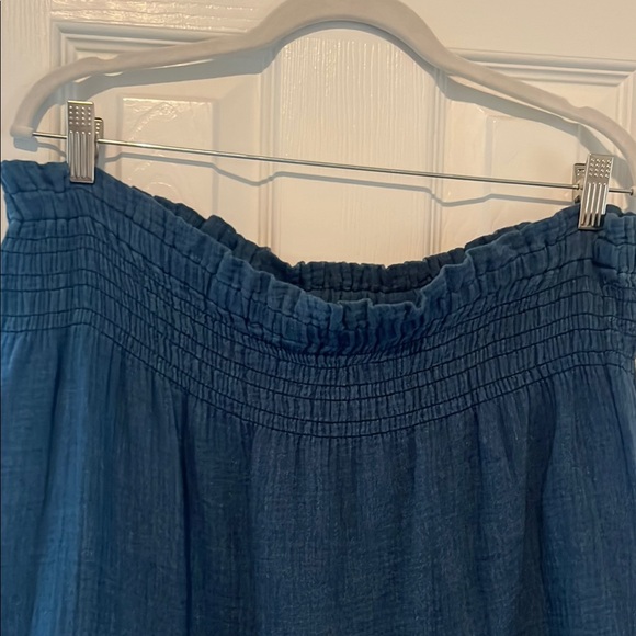 Elegant Navy Blue Denim Look Women's Maxi Skirt - Picture 4 of 4